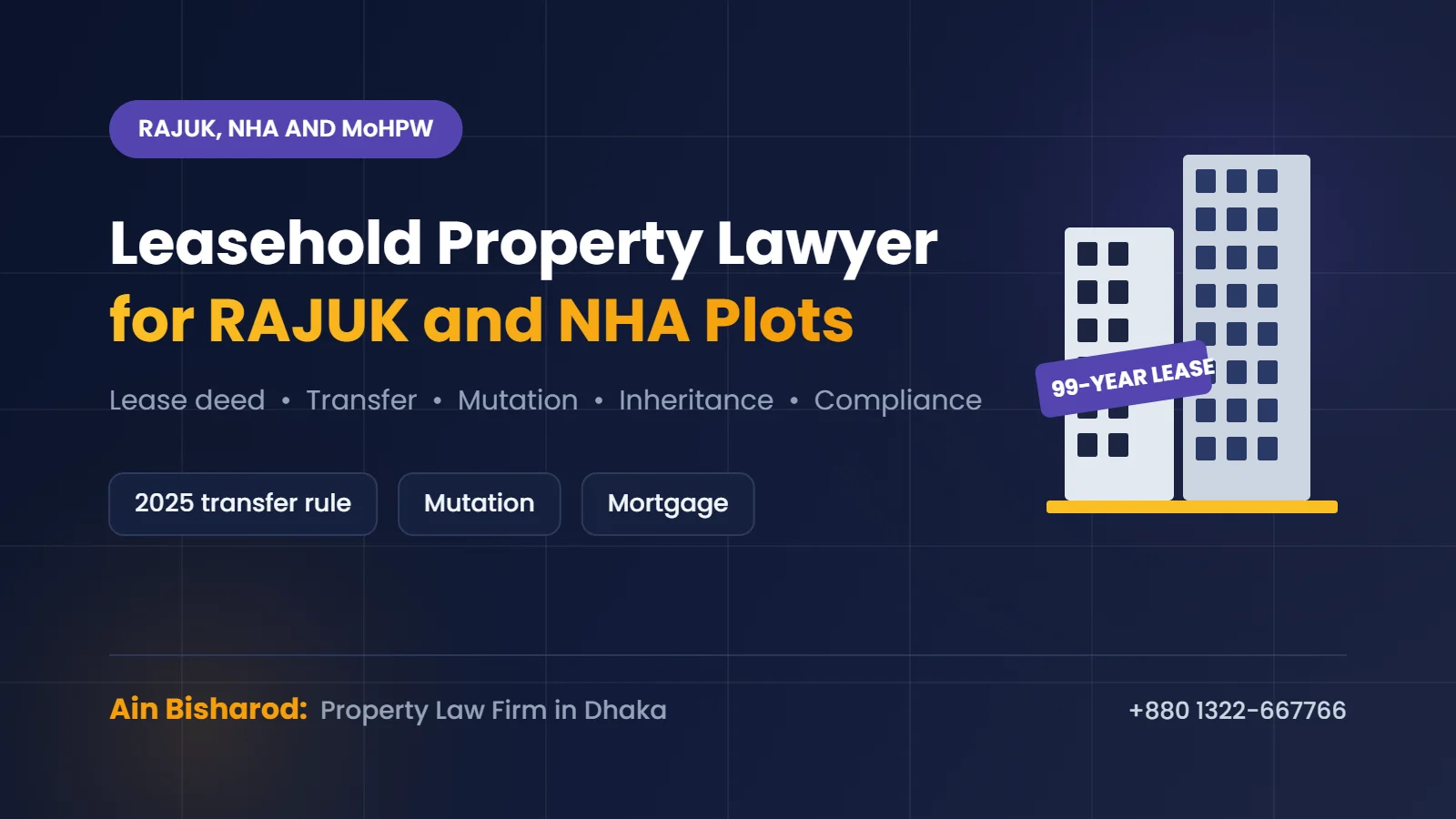 RAJUK leasehold residential plots and buildings in Dhaka with a government lease deed
